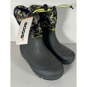 Bogs NWT Snow Shell Camo-T Waterproof Winter Boots Youth 6 Gray Yellow